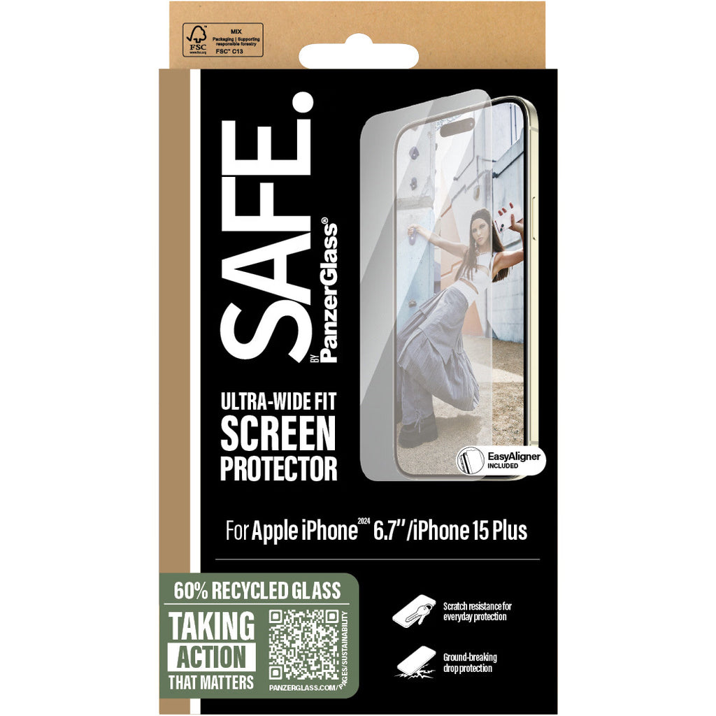 Screenprotector - Apple iPhone 16/15 Plus - Ultra-Wide-Fit