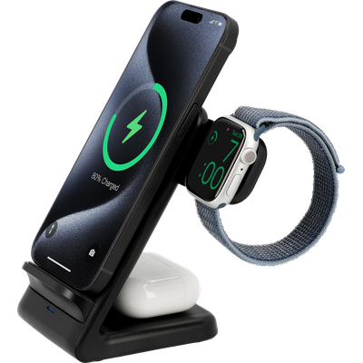 3 in 1 - Wireless Charger Stand 15W - Black