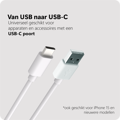 USB-A to USB-C PD Cable - 20cm - White